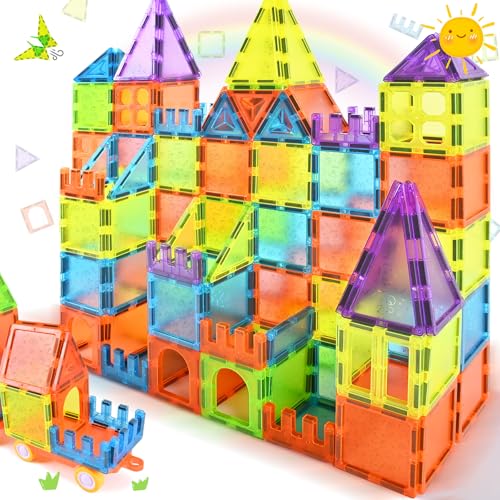 NAETANY Blocos de construção magnéticos 92 peças magnéticos crianças 3D jogos magnéticos para crianças blocos magnéticos ímanes educativos brinquedos crianças de 3 4 5 6 7 8 anos