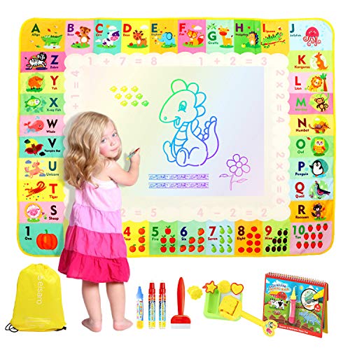 eisaro Tapete de pintura de água para crianças 120 x 90 cm - brinquedos crianças 2 a 6 anos - quadro mágico com livro de desenho und 4 canetas para jogos educativos para meninos meninas Natal