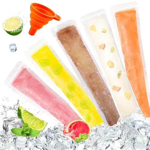 Augshy 200 sacos para palhetas de Popsicle, sacos para gelados, sacos descartáveis para fazer pétalas para iogurte, gelados, sumo (19,5 × 5 cm)