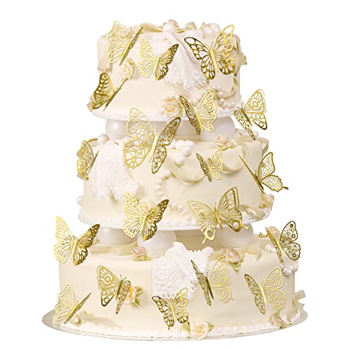 OSDUE Decoração para bolos 48 peças ornamentos para bolos de borboleta Toppers de borboletas para bolos, borboletas decorativas para bolos de aniversário e festa dos namorados