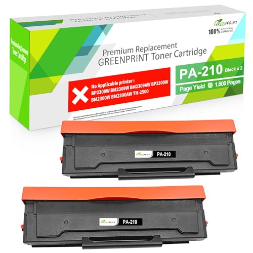 GREENPRINT Cartucho de toner compatível com PA-210 PA210 PA 210 1600 páginas 2 pretas para P2500W P2502W P2508W M6500NW M6500N M6500W M6550NW M6550NW M6552NW M6N6N6N6N6N652NW M6526N6N6 M652NW M66552NW