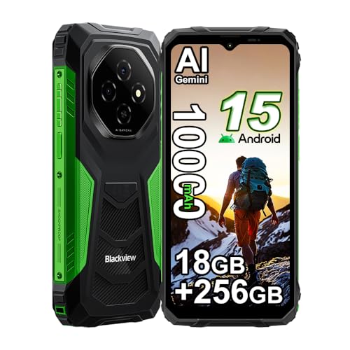 Blackview Fort 1 Android 15 telemóvel inquebrável (2025), 18 GB + 256 GB telemóvel resistente, 1000 mAh, 6,56" HD+, 16 MP câmara AI smartphone todo-o-o-o-o-o-o-o-o-terreno, dual SIM 4G telefone NFC