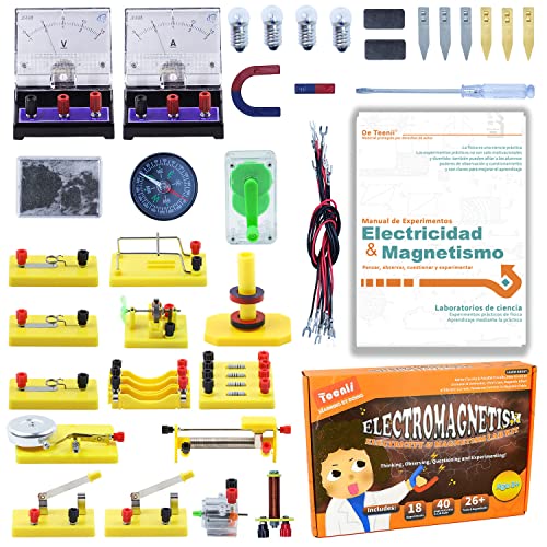 Teenii Kit de ciência experiências para crianças de 8 a 16 anos, ideias para presentes de aniversário e Natal, conjunto de aprendizagem de circuito de eletricidade e magnetismo Stem física brinquedos