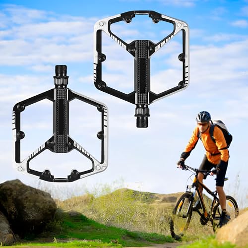 FGXY Pedais de bicicleta de estrada/montanha, plataforma plana leve e larga, pedal de bicicleta de alumínio, com 20 pregos antiderrapantes, para a maioria das bicicletas