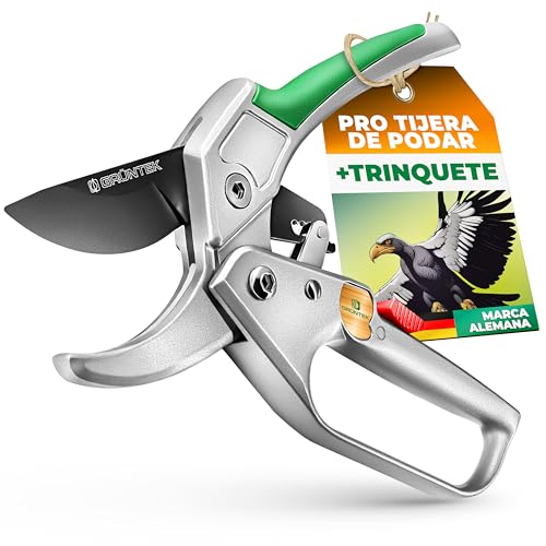 GRÜNTEK Tesoura profissional de poda de jardim. Coletor de bigorna com catraca. Corta-redes profissional côndor 20 cm