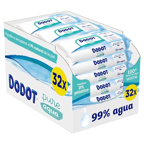 Dodot Toalhetes Aqua Pure para bebé, 1536 toalhetes, ajudam a restaurar o pH natural da pele, 99% de água