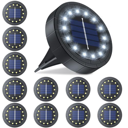 GIACOMO 14 LED luz solar jardim, lâmpada exterior IP65 impermeável branco quente para pátio, caminhos, terraço, chão, piscina, relva, trilho, campismo