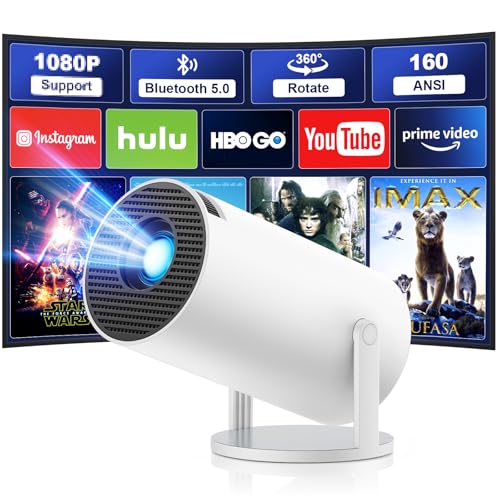 Projetor 4K 1080P Mini projetor com Wi-Fi e Bluetooth 5.0, suporta rotação de 180° e projetor portátil Keystone automático, com Android 11, projetores para cinema em casa