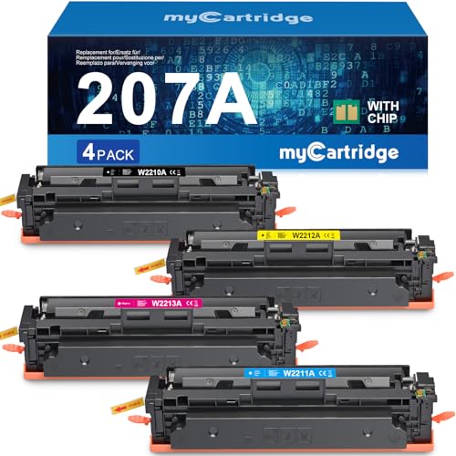myCartridge 207A Toner compatível para HP 207A Toner (MIT Chip) para 207X para HP Color Laserjet Pro MFP m283fdw Toner para m255fdw m255nw m282nw m283fnd Toner 4-pack