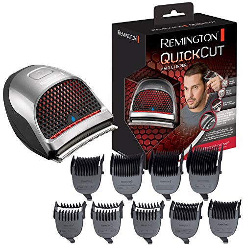 Remington Máquina de cortar cabelo homem lâminas autoafiáveis de aço inoxidável, tecnologia Curve-cut para usar sozinho, 0,5-15 mm QuickCut 9 pentes, cabo/bateria, lítio, estojo HC4250