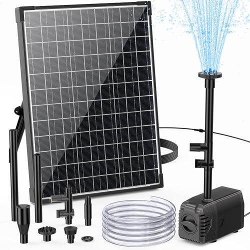 Biling Bomba solar para tanque com filtro, 20 W, 875 L/H, fonte solar para exteriores, pequena 2 m, cabo de 5 m, comprimento do cabo, conjunto de água solar, 4 bicos, bomba solar para jardim
