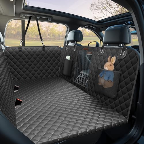 Alfheim Capa de assento de carro cão impermeável, extensor de assento traseiro para cães grandes 180 kg, rede de carro com base rígida antiderrapante, protetor de tapeçaria lavável SUV camioneta