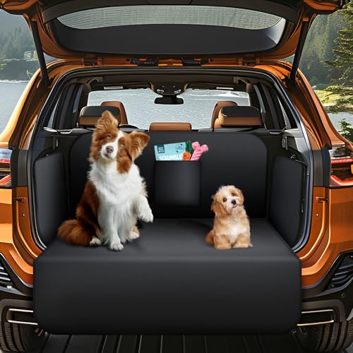 AiQInu Capa porta-malas para cães com protetor lateral e para-choques, impermeável e antiderrapante esteira protetora robusta para carro pequeno médio camião SUV