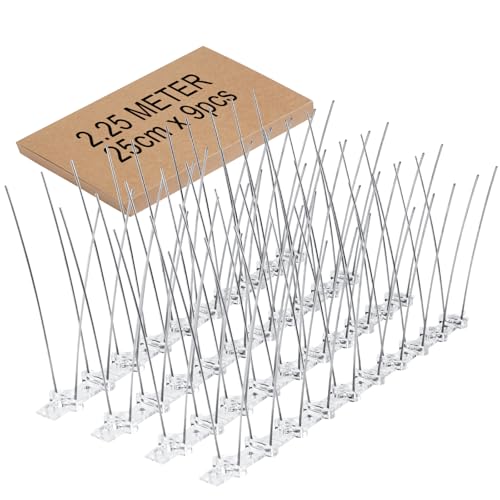 Wonwood_direct Espetos anti-pombos 2,25 metros espetos para pombas, anti-pombos 9 peças espanta pombos varanda espetos anti-gatos para tetos, jardins, barreiras privadas, terraço e janelas