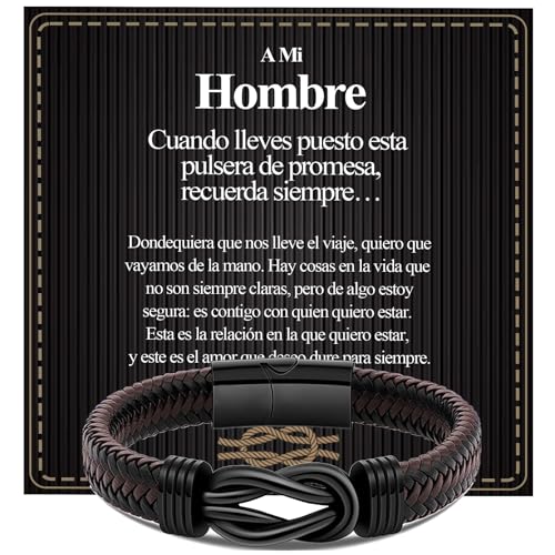 VGWON Regalos Originales para Hombre, Pulsera Hombre, Pulsera Cuero Hombre, Regalo para Hombre Regalo Novio, Regalo Aniversario Pareja Regalos Papá Hombre Regalos San Valentin Cumpleaños 50 Años