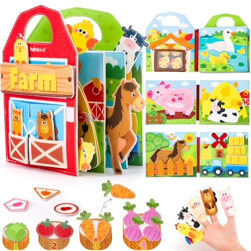 hahaland Livro Montessori 1 ano - Busy Board livro interativo brinquedos Montessori para crianças 1 2 3 anos - Quiet Book Sensorial Educativos presentes de aniversário