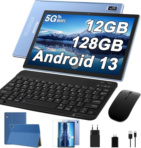 AOCWEI Tablet de 10 polegadas Android 13 tablet Google GMS com 12 GB Ram + 128 GB ROM (512 GB TF),5G+2,4 G WiFi, Octa-Core, 2,0 ghz, 8000 mAh, 5 + 8 mp, Face ID, Tablet com teclado, Tablet com