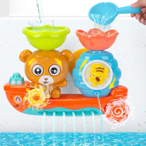 RILSO Brinquedos de banho para bebé, brinquedos de banho para bebé 1 ano, brinquedos para crianças 1 2 3 anos, brinquedos de banho 1 2 3 anos, brinquedos bebé 6-8-12 meses, presente bebé 1 2 3 4 anos