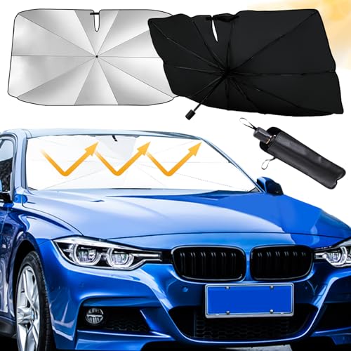 Para-sol carro dianteiro, 140 × 79 cm para-sol carro dianteiro dobrável, para-brisas de carro, para-brisas de carro, para-chuva, para-sol dobrável, para a maioria dos carros, SUV, camiões