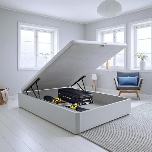 PIKOLIN Estrutura de cama articulada com arrumação, branca, 150 x 190