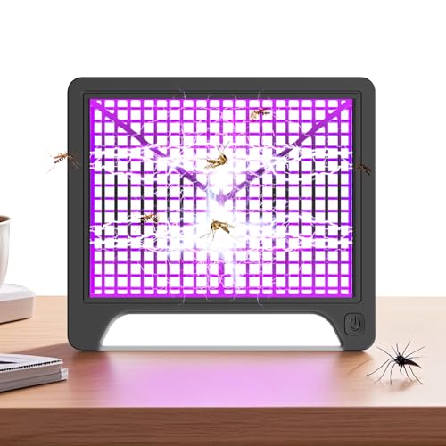 Candeeiro anti-mosquitos elétrico, mata mosquitos elétrico 4200 V 15 W UV lâmpada mosquitos, armadilha mosquitos com LED, IPX4 impermeável, área eficaz 80 - 140 m² para interior e exterior