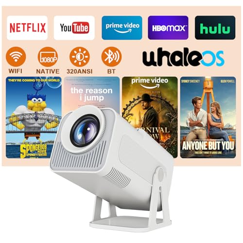 Android 13 Projetor Netflix licença oficial, mini projetor portátil 4K inteligente 320ANSI com Wi-Fi e Bluetooth, assistente de voz ChatGPT, HY320 mini projetores 1080P nativo de cinema em casa para