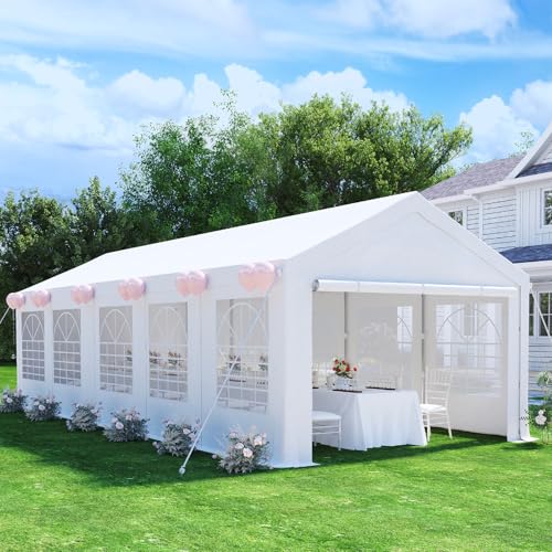 Devoko Tenda para festas 4 x 10, tendas para exteriores, jardim de proteção UV 50, gazebo para casamentos, festas, reuniões, encontros em pátios jardinados, branco