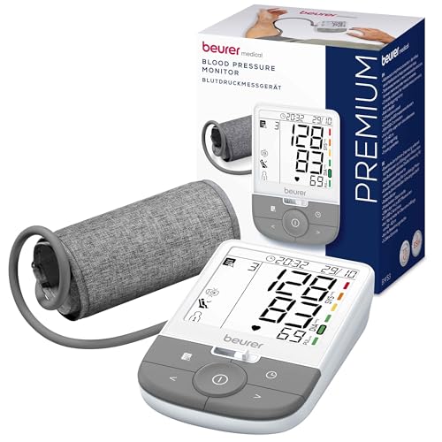 Beurer BM 53 Tensiómetro de braço, validado clinicamente, deteção de fibrilação auricular (FA) para prevenção de acidentes vasculares cerebrais, com indicador de risco, de 22 a 42 cm