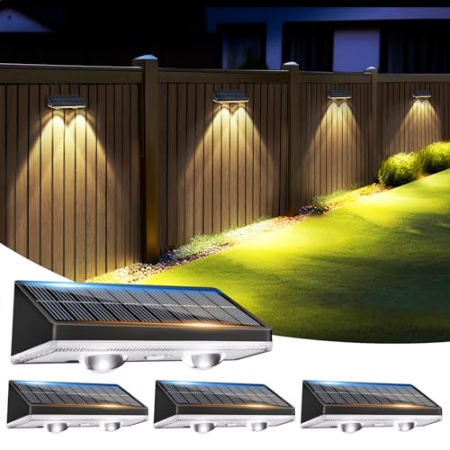 kolpop Luzes solares para exteriores, 3 modos de luzes solares exteriores, IP65 impermeável, apliques solares exteriores, cercas, pátio, pátio, , caminho, decoração (4 unidades)
