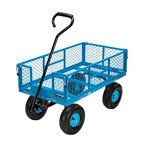 VIVOHOME Carrinho de jardim com laterais removíveis, carrinho de mão até 400 kg com rodas pneumáticas de 4" carro de transporte com alça giratória de 180 ° para jardim, campismo, festival