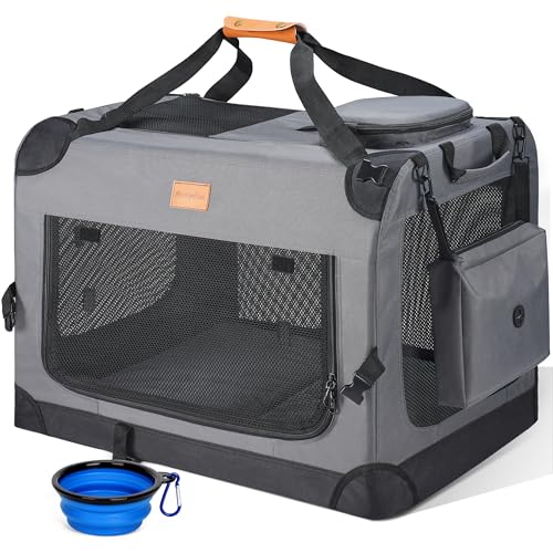 morpilot Transportador cão gato, bolsa de transporte respirável para animais de estimação, portador de viagem com alça de ombro ajustável, transporte de gato com colchão suave tigela (81 * 58 * 58)