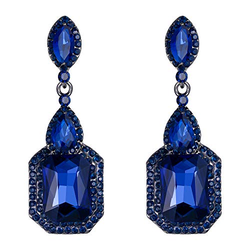 Brincos de mulher - Clearine brincos em forma de cristal quadrado, estilo lindo lágrimas para casamento noiva festa