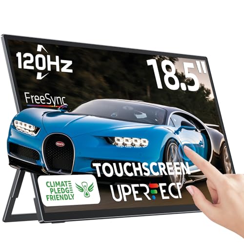 UPERFECT 18,5 polegadas 120 Hz Monitor portátil ecrã Full HD segundo monitor com suporte integrado USB C Mini HDMI para PC Laptop Xbo, corpo de metal, compatível com VESA