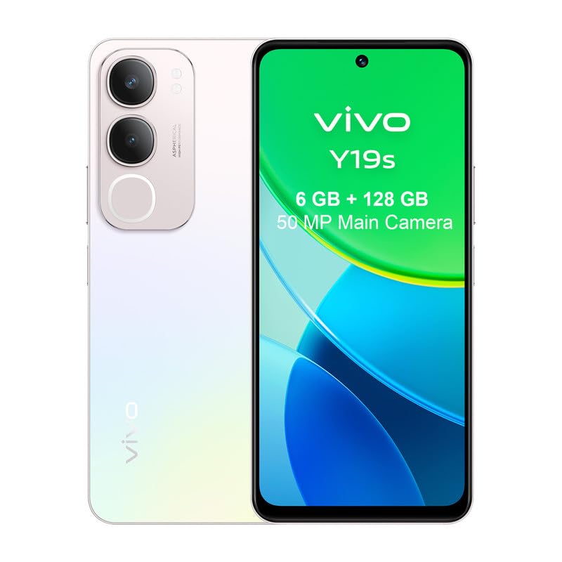 VIVO Y19s, Smartphone 6 GB RAM + 128 GB ROM, câmara principal de 50 MP, bateria de 5150 mAh, luz dinâmica, ecrã super brilhante 6,68", IP64, telemóvel 4G, Dual SIM, Android 14, prateado