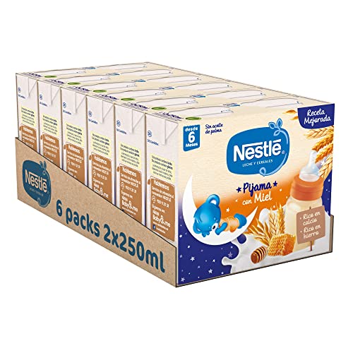 Nestlé Alimentos infantis Nestlé leite e cereais com mel pijama, embalagem de 6 x 2 unidades de 250 ml