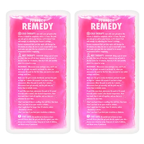 2 PACK Saco de gel frio para lesões reutilizáveis (28 cm x 14 cm) - saco de gel frio e quente, flexível e macio para alívio da dor no joelho, costas pescoço tornozelo e reabilitação (rosa)