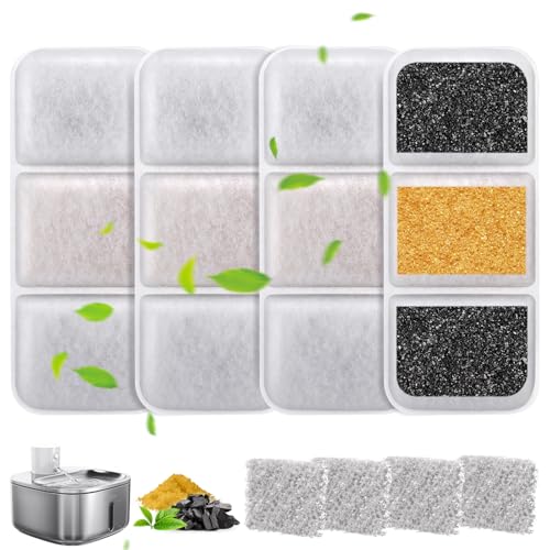 Pacote de 4 filtros de água de substituição Gimars para filtros de fonte de água para gatos W4-S1 em interiores