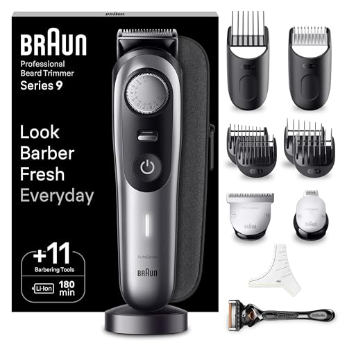 Braun Série 9 aparador de barba, máquina de cortar cabelo, corta-pelos homem profissional com acessórios de barbeiro e 180 minutos de automonomia, BT9440