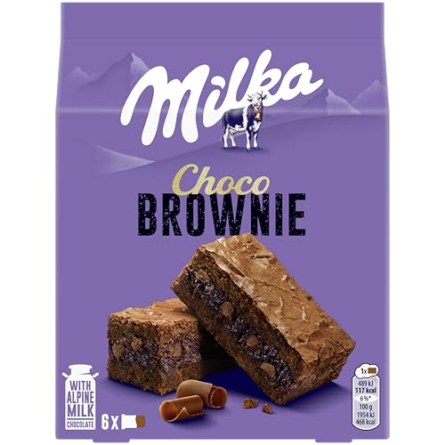 Milka Choco Brownie bolo de chocolate com leite dos Alpes e pedaços de chocolate com leite, 150 g