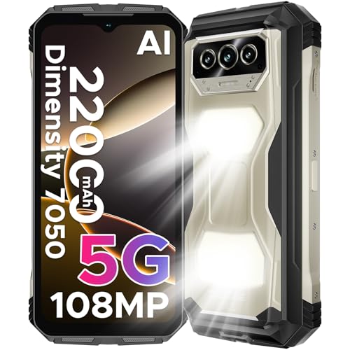 DOOGEE V MAX S Mobile inquebrável 5G, 22000 mAh (33W), 6,58'' FHD+ 120Hz, MTK7050 24 GB + 256 GB telemóvel rugerizado, visão noturna de 108 MP+ 20 MP, GPS, OTG, NFC, pegada. /Face ID, Duplo SIM 5G