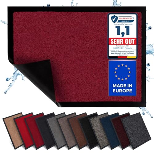 Carpet Diem Capuz antiderrapante 40 x 60 cm - armadilha de terra felpudo exterior e interior para uma entrada limpa - fácil de cuidar - vinho tinto