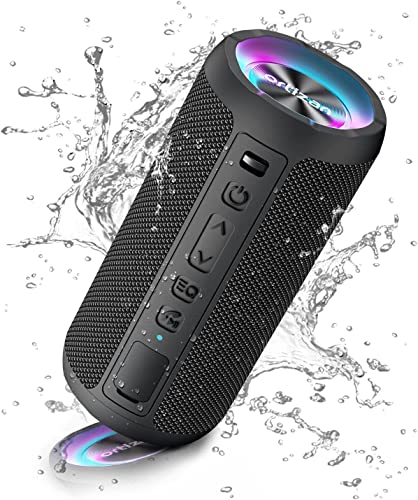 Ortizan Altifalante Bluetooth potente portátil X10P preto com luz LED de cor há volume alto e graves potentes, suporta reprodução de música 30H, IPX7 impermeável