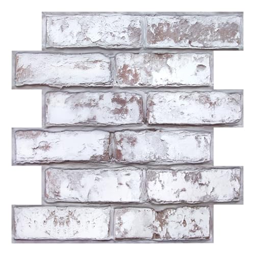 Commomy 10 peças painéis de parede 3D decorativos de tijolos, 30 x 30 cm, autocolante PVC tijolo falso para cozinha, quarto, sala de estar