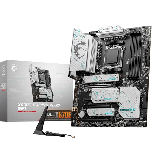 MSI X670E Gaming Plus WiFi para jogos (processadores AMD Ryzen série 9000/8000/7000, AM5, DDR5, PCIe 5.0, SATA 6Gb/s, ranhuras M.2, USB 3.2 Gen 2, Wi-Fi 6E. , Bluetooth 50 .3