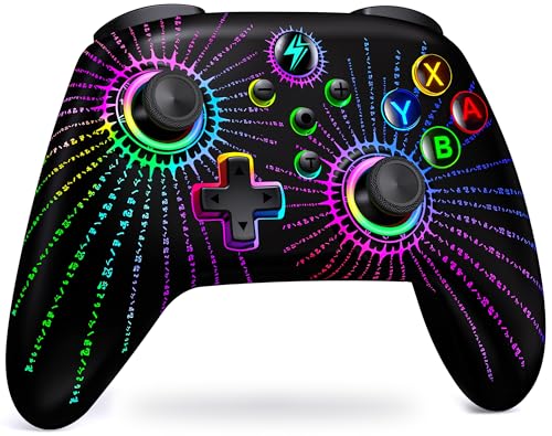 HELLCOOL Comando Pro para Nintendo Switch/Lite/OLED, controlo sem fios com luz RGB, função programável/turbo / despertar, controlo preciso, vibração duplo motor - Switch Controller com PC/Android/iOS