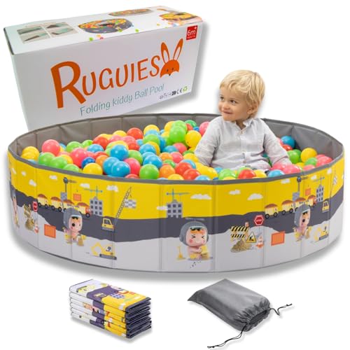 RUGUIES - Piscina de bolas para crianças- parque infantil-piscina bolas redonda para bebés-dobrável e portátil-cubo brinquedos interior e exterior- (bolas não incluídas) (construções, 120 x 30 cm)
