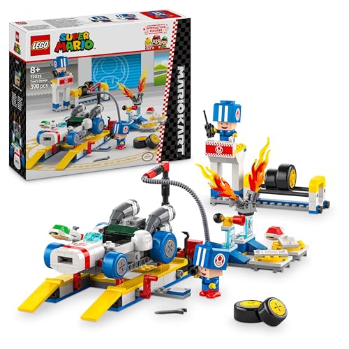 LEGO Super Mario: Mario Kart: Garagem de Toad brinquedo de construção personalizável, 2 figuras de personagens da Nintendo e do carro, presente Gamer de aniversário para meninos e meninas desde 8 anos