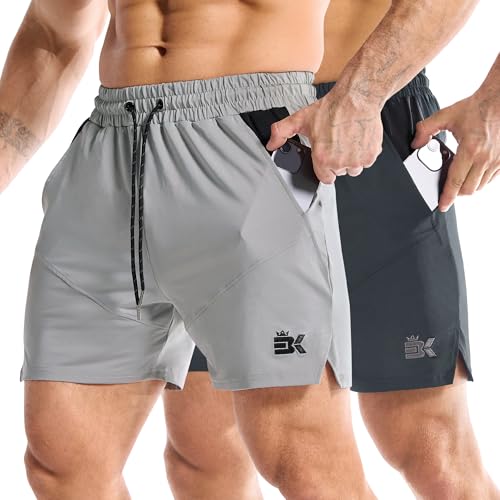 ZENWILL Conjunto de 2 Drylite calções leves desporto para homem, curta ginástica corrida para ginásio, calções de exercício homem secagem rápida