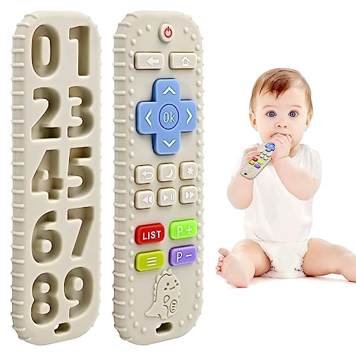Alívio da dentição mordedores brinquedos para bebés 6-12 meses presentes, silicone mordedor controlo remoto brinquedos de casa de banho para 3-6 9 meses menino menina utismo, brinquedos de grau