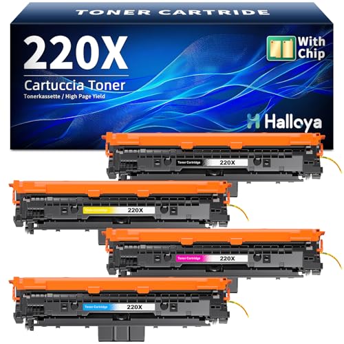 Halloya 220X com chip compatível com HP 220X Toner 220A para HP Color Laserjet Pro MFP 4302dw 4302fdw 4202dn 4302fdn W2200A W2201A W2202A W2203A 4-per preto preto ian amarelo m agenta